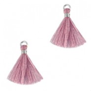 Kwastje Ibiza style 1.5cm Silver - light mauve purple